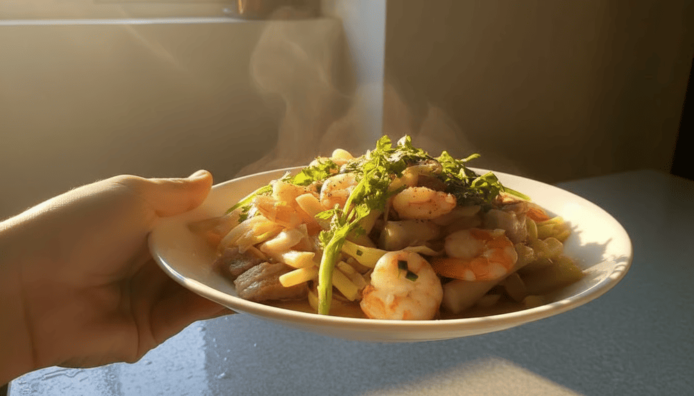 Bồn bồn xào ba chỉ và tôm là một trong những món ăn rất hấp dẫn